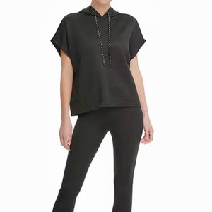 DKNY Sport Black Cropped Raglan Hoodie Sz. L
